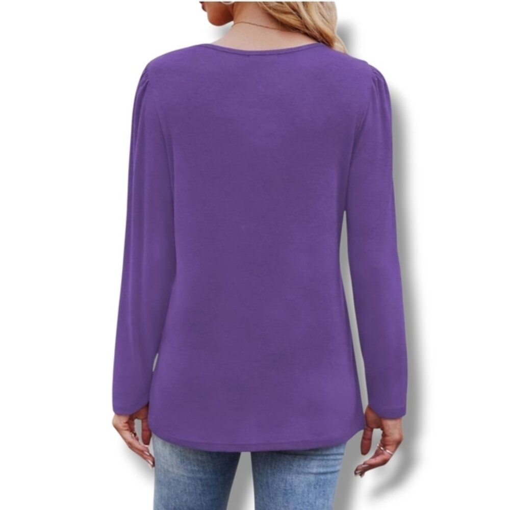 NWT FANTASLOOK -Large Chic Purple Long Sleeve Women's Top - Picture 4 of 7